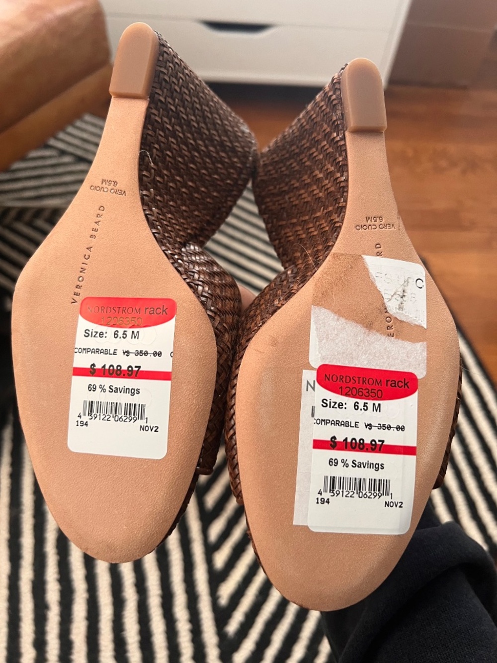 Veronica Beard Dali Raffia Wedge Sandal Size 6.5 - Picture 4 of 4
